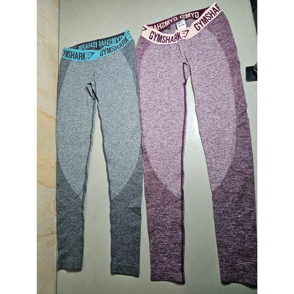 Gymshark Flex Seamless Leggings Bundle Grey Teal Burgundy Pink Small 2 Pack